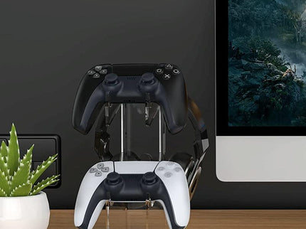 Black Acrylic Game Controller Display Stand With Headphone Hanger-1915196829893529605