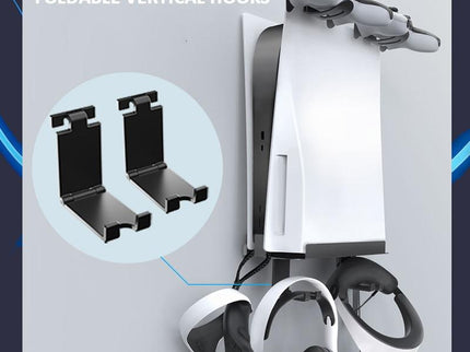 Wall-Mounted Bracket For Ps5 Console With Controller Vr Glasses And Headphone Storage - Black-1915196836906405895
