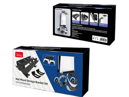 Wall-Mounted Bracket For Ps5 Console With Controller Vr Glasses And Headphone Storage - Black-1915196836906405896