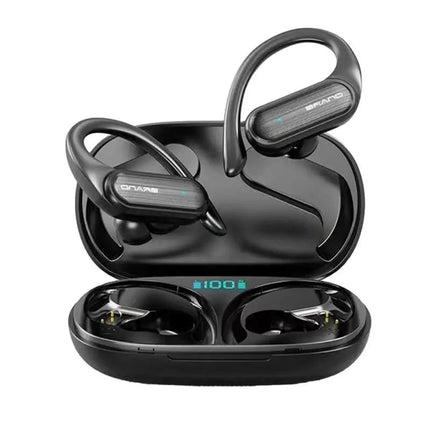 Waterproof Wireless Bluetooth Earphones With Led Display - Black-1915196893315600384