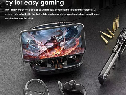Waterproof Wireless Bluetooth Earphones With Led Display - Black-1915196893315600393