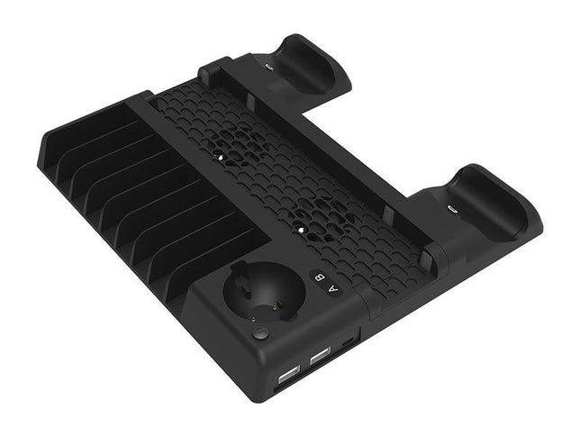 Multi-Function Dual-Seat Cooling Base For Ps4 / Ps4 Pro / Ps4 Slim With Charging And Storage - Black-1915196928237375489