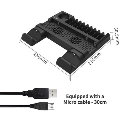 Multi-Function Dual-Seat Cooling Base For Ps4 / Ps4 Pro / Ps4 Slim With Charging And Storage - Black-1915196928237375491