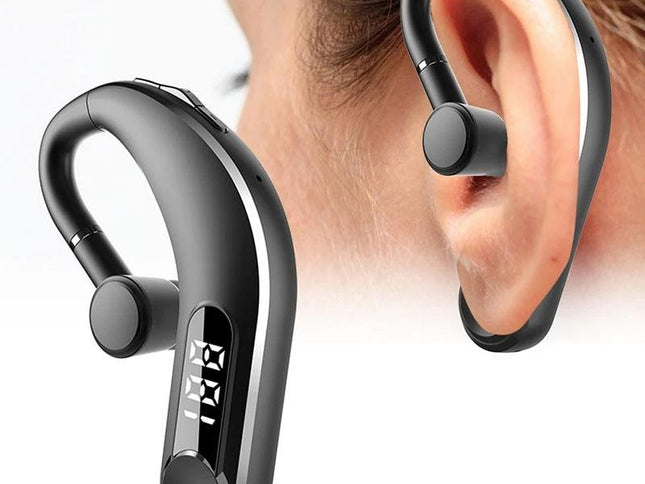 Waterproof Bluetooth Earphones With Led Display - Black-1915197126560845825