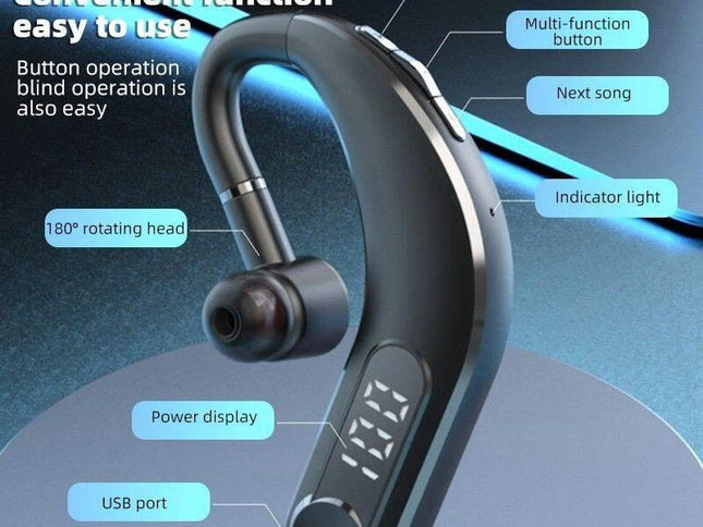 Waterproof Bluetooth Earphones With Led Display - Black-1915197126560845826
