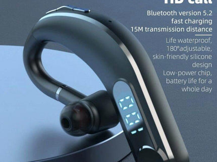 Waterproof Bluetooth Earphones With Led Display - Black-1915197126565040128