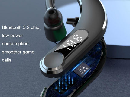 Waterproof Bluetooth Earphones With Led Display - Black-1915197126565040130