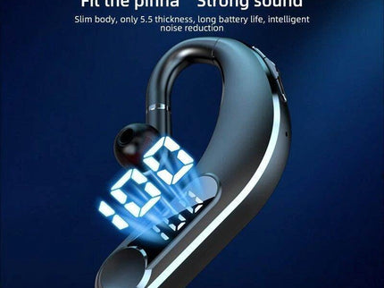 Waterproof Bluetooth Earphones With Led Display - Black-1915197126565040132