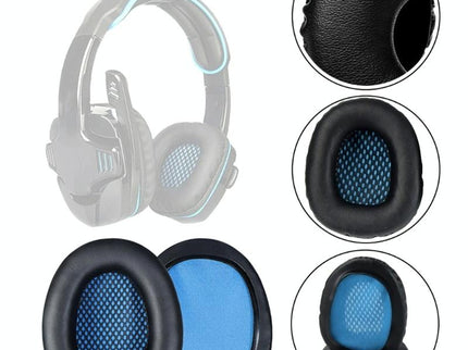 2-Pack Blue Leather Headset Covers For Sades Headphones-1915196844112220163