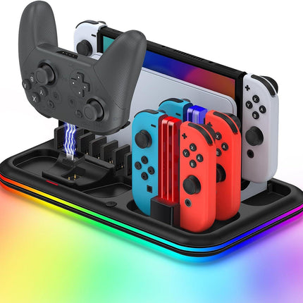 Rgb Light Charging Dock For Switch Oled - Compact-1922443390637707272