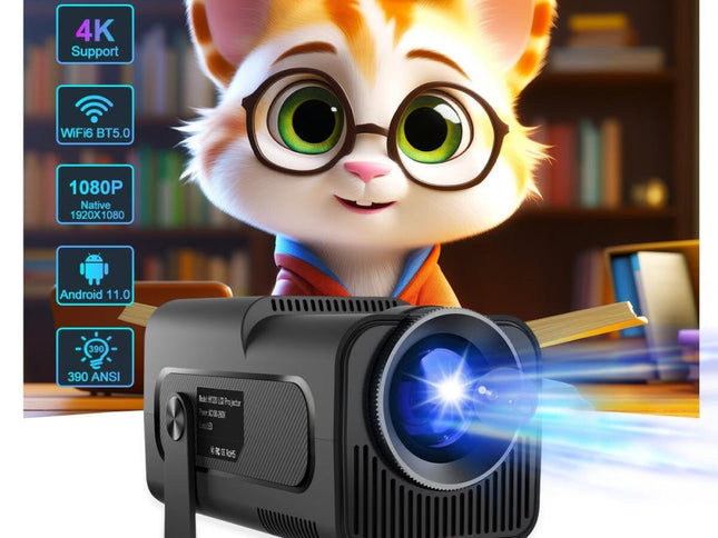 1080P 390 Lumens 4K Android 11 Projector With Wifi 6 And Bluetooth 5.0 - Supports Miracast Airplay And Dlna - Hy320-1915197820974010369