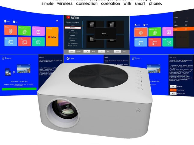 1080P Mini Wifi Projector - Wireless Screen Mirroring-1915196515752742913