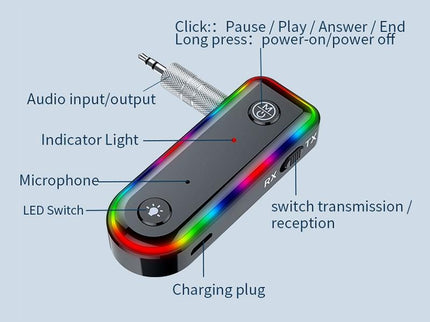 Bluetooth Audio Receiver With Rgb Light And Car Launcher-1915198237292236803