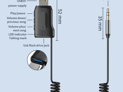 Usb Car Bluetooth Receiver With Bluetooth 5.4 And U Disk Support-1915198076809777155