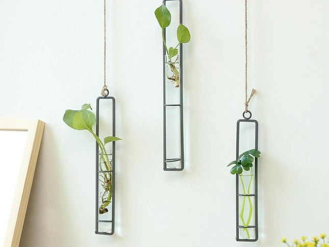 Charming Iron Art Glass Wall Hanging For Home Gardening - Bonsai Decor Accessory M-1915198109969944578