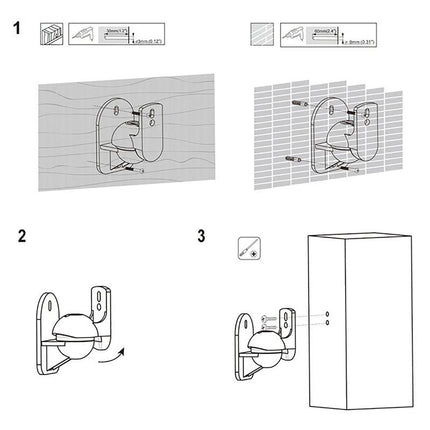 Rotatable 45 Degree Speaker Wall Mount Brackets For Surround Sound - Pair-1964932323363393541