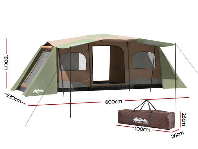 Weisshorn Instant Up Camping Tent 10 Person Outdoor Family Hiking Tents 3 Rooms