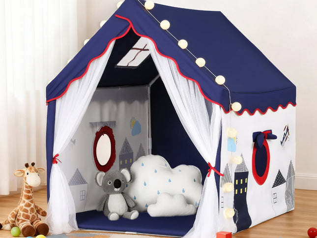 Keezi Kids Play Tent Playhouse Castle with Floor Mat String Ball Light 134X103CM