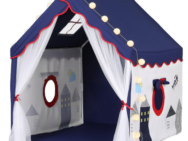 Keezi Kids Play Tent Playhouse Castle with Floor Mat String Ball Light 134X103CM