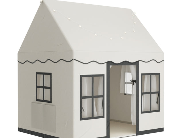 Keezi Kids Play Tent Playhouse Castle with String Lights Floor Mat Side Pocket
