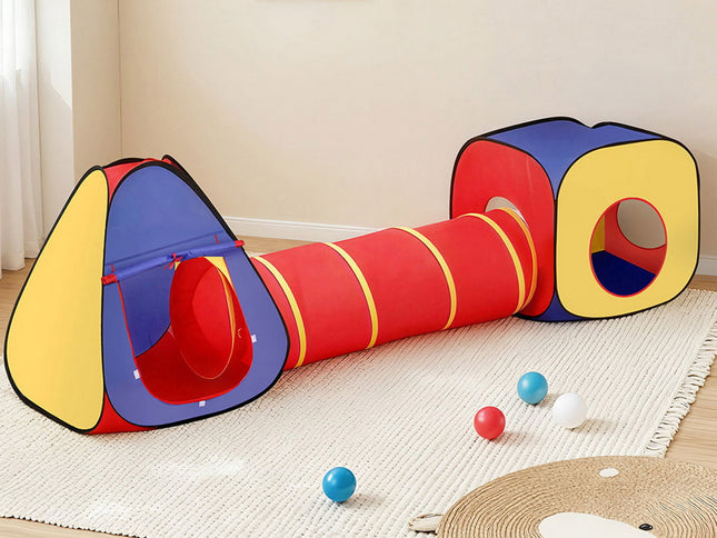 Keezi Kids Playhouse Play Tent Pop Up Teepee Castle Crawl Tunnel Outdoor Indoor Toys Children Gift
