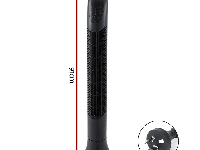 Devanti Tower Fan Oscillating 3 Speeds with Remote 91cm