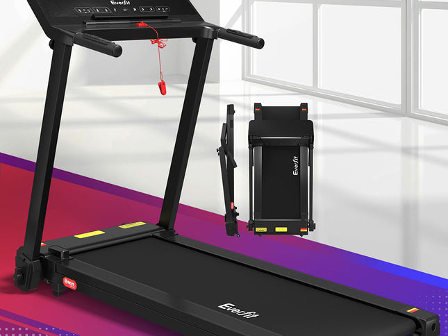 Everfit Treadmill Electric Home Gym Fitness Exercise Knob Foldable 420mm Black