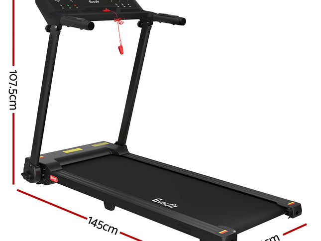 Everfit Treadmill Electric Home Gym Fitness Exercise Knob Foldable 450mm Black