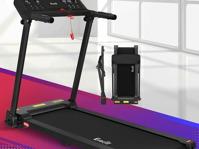 Everfit Treadmill Electric Home Gym Fitness Exercise Knob Foldable 450mm Black