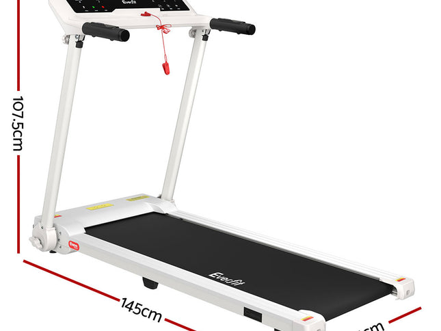 Everfit Treadmill Electric Home Gym Fitness Exercise Knob Foldable 450mm White