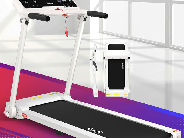 Everfit Treadmill Electric Home Gym Fitness Exercise Knob Foldable 450mm White