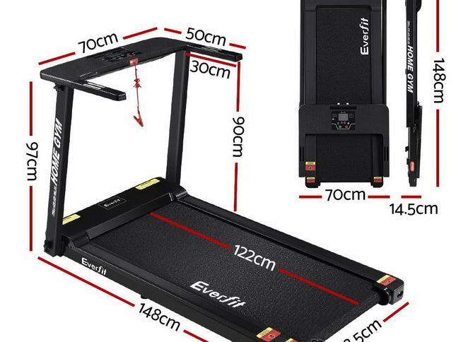 Everfit Treadmill Electric Home Gym Fitness Exercise Fully Foldable 420mm Black