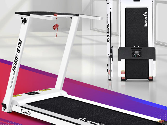 Everfit Treadmill Electric Home Gym Fitness Exercise Fully Foldable 420mm White
