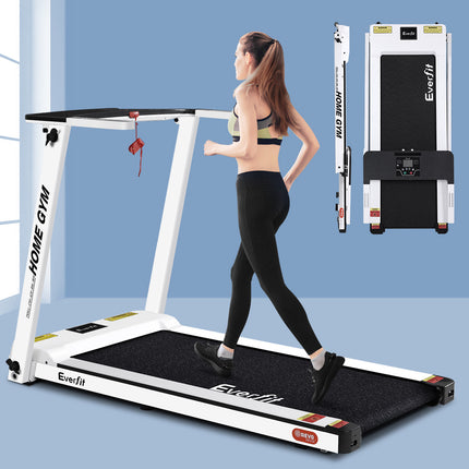 Everfit Treadmill Electric Home Gym Fitness Exercise Fully Foldable 420mm White