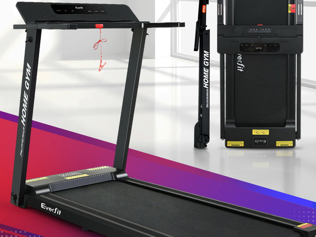 Everfit Treadmill Electric Home Gym Fitness Exercise Fully Foldable 450mm Black