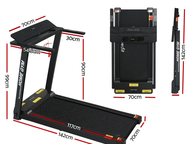 Everfit Treadmill Electric Home Gym Fitness Exercise Fully Foldable 450mm Black