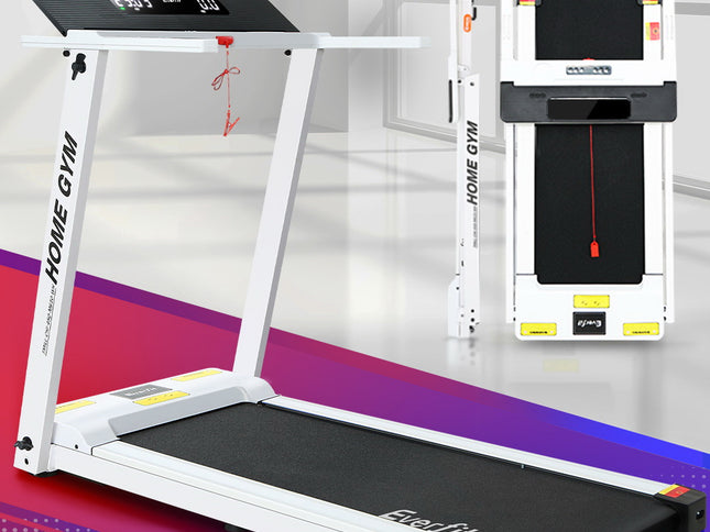 Everfit Treadmill Electric Home Gym Fitness Exercise Fully Foldable 450mm White