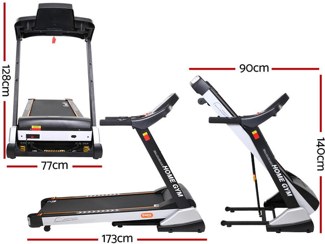 Everfit Treadmill Electric Auto Incline Spring Home Gym Fitness Exercise 480mm