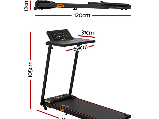 Everfit Treadmill Electric Walking Pad Foldable Incline for Home Office Gym Black