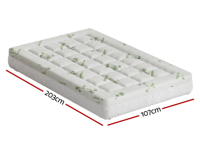 Giselle Bedding Mattress Topper Pillowtop Bamboo 7.5cm King Single