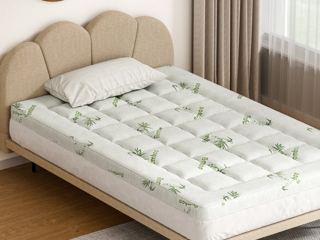 Giselle Bedding Mattress Topper Pillowtop Bamboo 7.5cm King Single