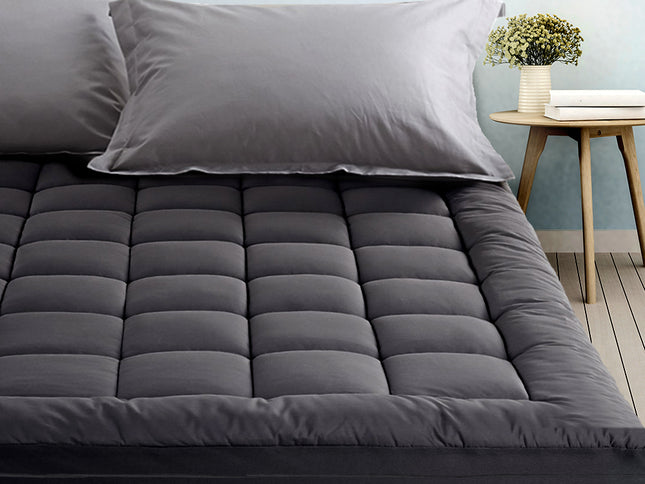 Giselle Bedding Mattress Topper Pillowtop Bamboo Charcoal King Single