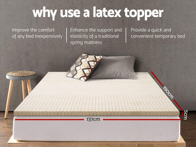 Giselle Bedding Latex Mattress Topper 5cm Double