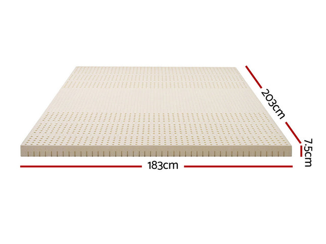 Giselle Bedding Latex Mattress Topper, 7.5cm Thick 7-Zone Pressure Relief Bed Pad with Washable Cover, Cooling Breathable Mat for Side Sleepers & Back Pain, Beige King
