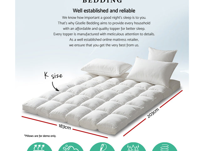Giselle Bedding Mattress Topper Pillowtop Protector Pad King