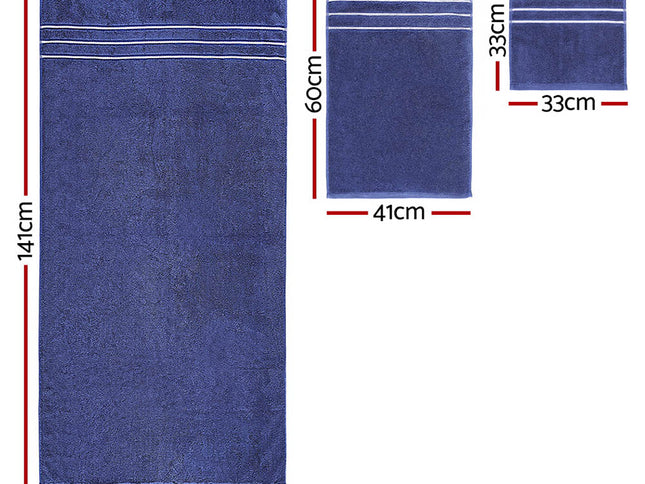 6 Pack Bath Towels Set Cotton Towel Navy