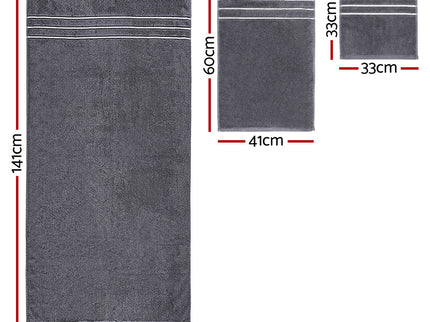 6 Pack Bath Towels Set Cotton Towel Grey