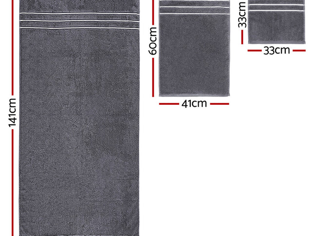 6 Pack Bath Towels Set Cotton Towel Grey