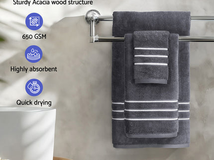 6 Pack Bath Towels Set Cotton Towel Grey