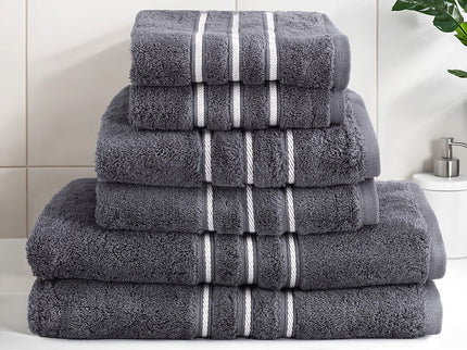 6 Pack Bath Towels Set Cotton Towel Grey